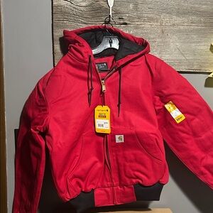 NWT Rare Carhartt Crimson Red Hooded Jacket Coat J0140-M